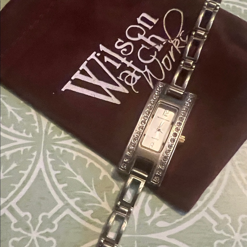 Hillard & Hanson Silver Women's Watch with Crystal Accents New Battery